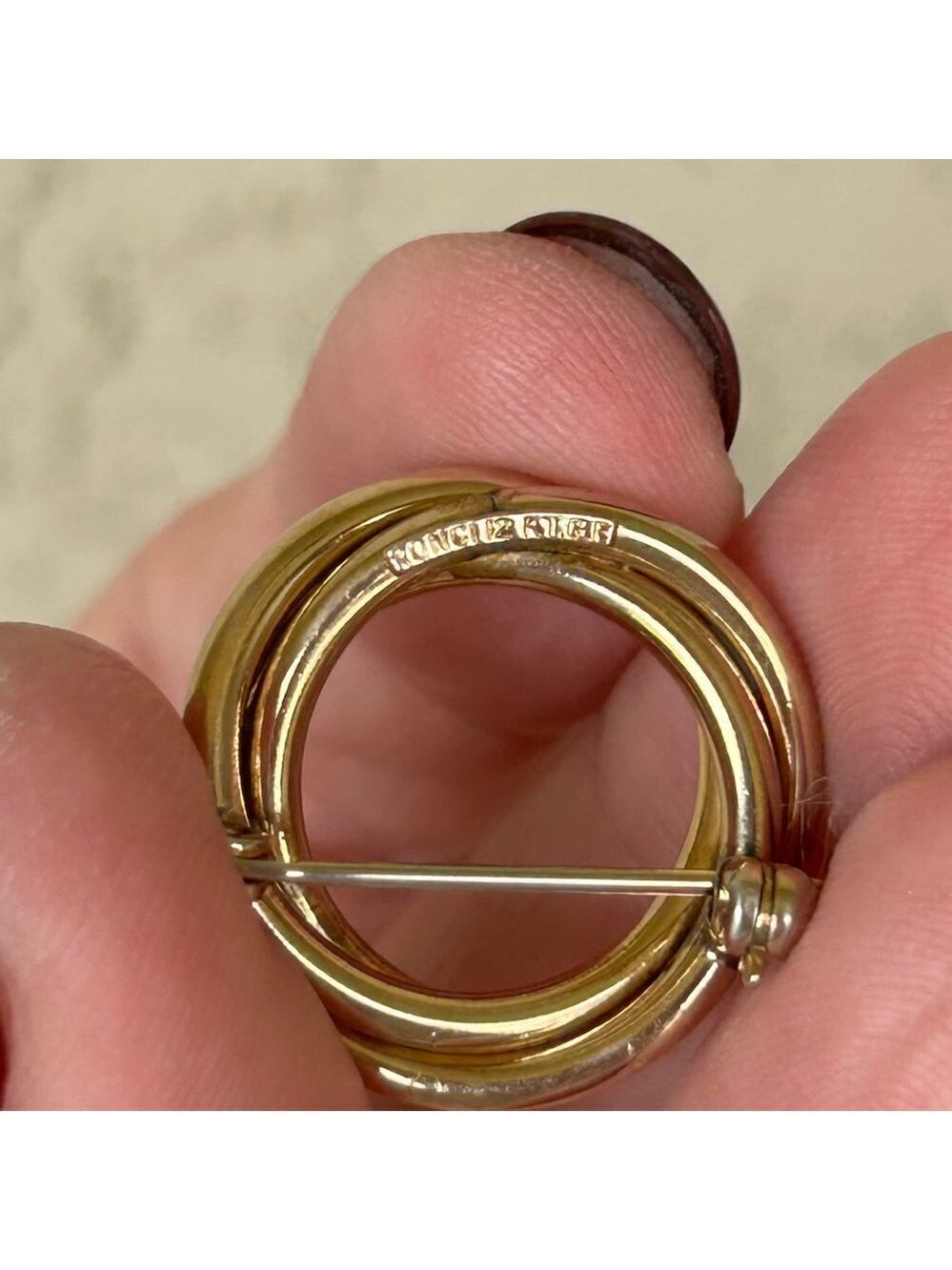 Vintage Runci 80’s 12K Gold Filled Intertwined Brooch/Pin - Picture 5 of 7